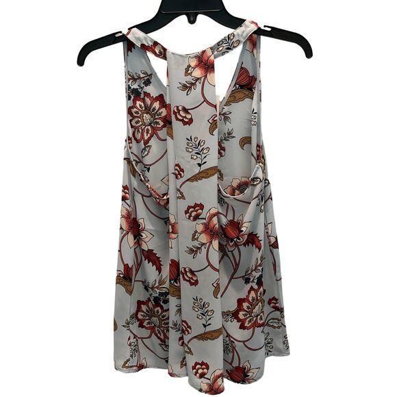 NWT LOFT Flowy Shell Light Blue with Red Flowers, Size SMALL - Picture 4 of 5